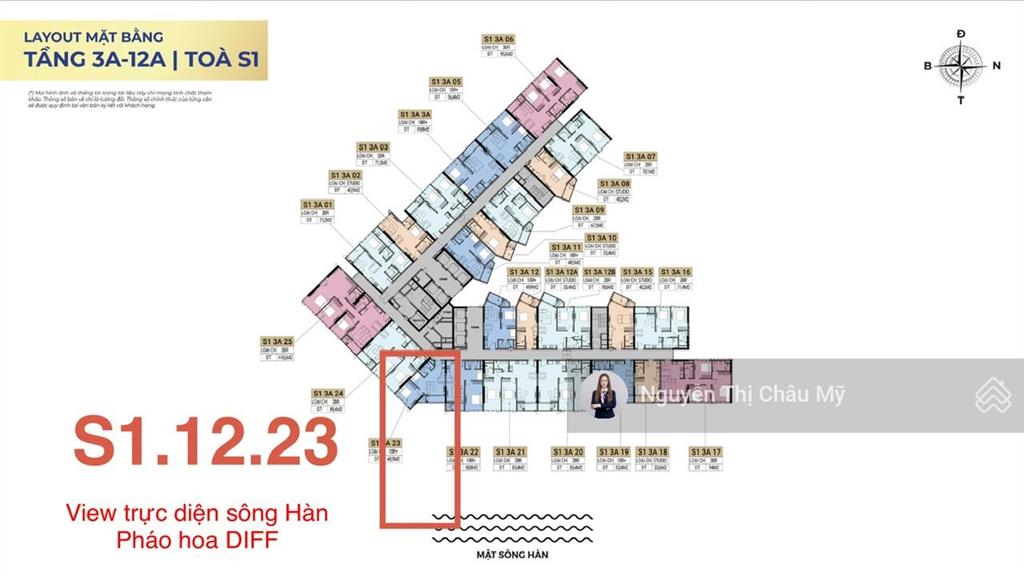 Bán cc tại sun symphony residence căn 1pn+ trực diện sông hàn châu mỹ