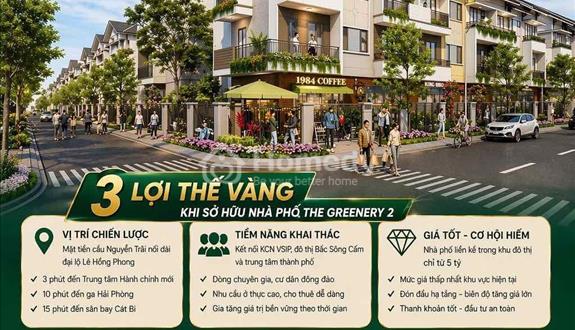 Bảng giá Nhà phố 75-80-90-100 m2 dự án The Greenery 2 Hải Phòng mặt đường đại lộ Nguyễn Trãi 130m