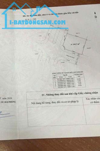 Bán lô góc DT 342 M ngang 17 TĐC Gò Gai Thuỷ Nguyên HP