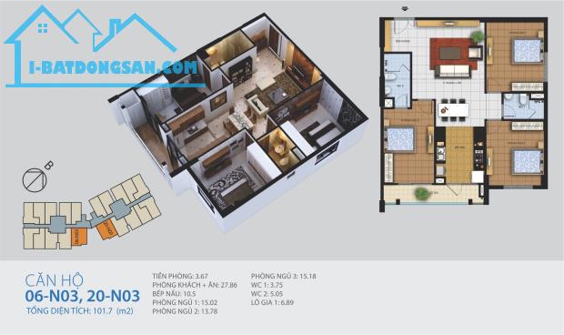 Bán Chung cư New Horizon City 87 Lĩnh Nam-DT 102 m2-TẦNG CAO-3 NGỦ-2 WC-CĂN GÓC.