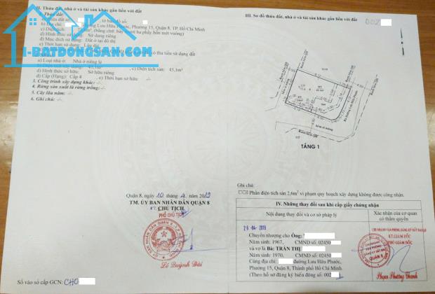 Bán GẤP lô ĐẤT rất đẹp, lô góc 77m2, đã có GPXD 5 Tầng, ngay mặt tiền đường LHP Quận 8