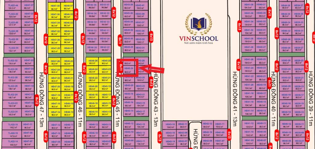 Bán nhà liền kề Vinhomes Wonder City, Hừng Đông 45, 88m2, gần trường học Vinschool