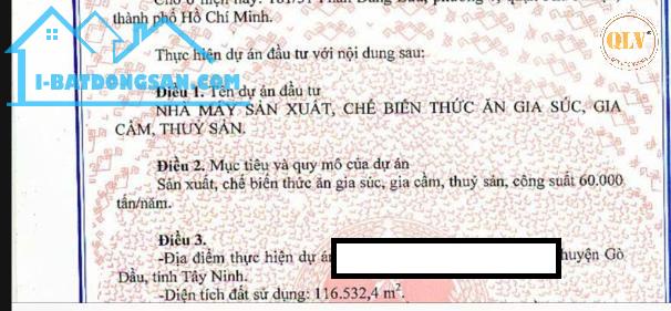 BÁN ĐẤT XÂY DỰNG NHÀ XƯỞNG – GÒ DẦU, TÂY NINH – 36.176m²