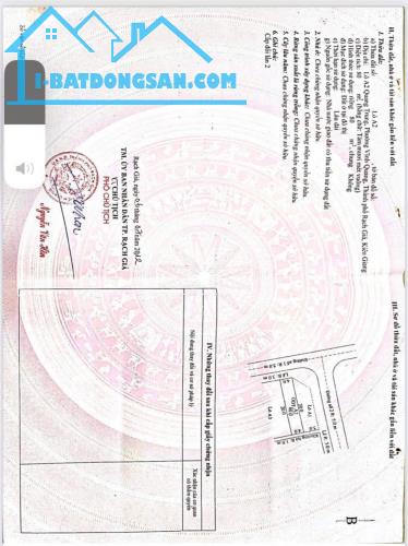 Cần Bán đất thổ cư Hẻm 333B Quang Trung – TP. Rạch Giá - Kiên Giang