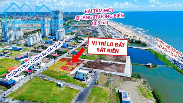 Cắt lỗ! Chỉ 1,3 tỷ mua đứt lô đất 82m2 hướng Đông Nam view quảng trường biển - bãi tắm mới