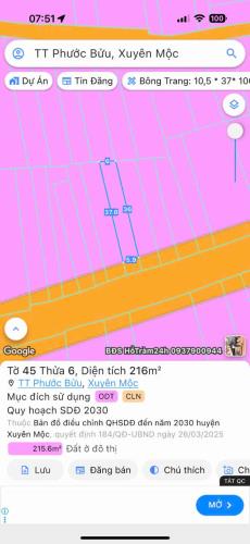 CHÍNH CHỦ BÁN NHÀ 216M, SỔ HỒNG ĐƯỜNG BÌNH GIÃ XUYÊN MỘC, GIÁ CỰC TỐT.
