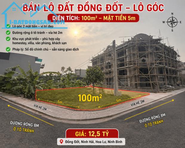 🚀 Lô góc Đồng Đốt 100m² – 2 mặt tiền – xây khách sạn, VP, kinh doanh đỉnh – 12,5 tỷ