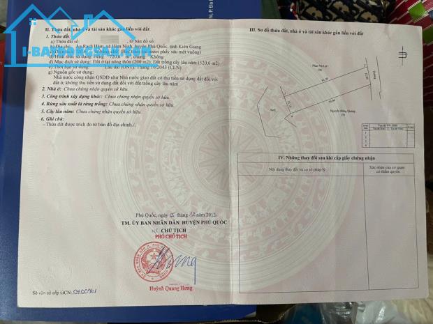 Bán đất thổ cư xã Hàm Ninh, Phú Quốc: 12 x 61, giá 5,5 tỷ.