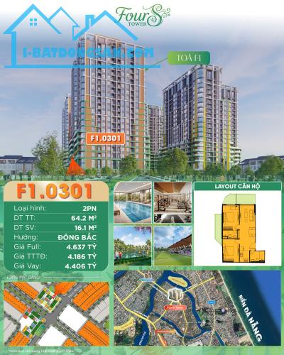 Căn góc 2PN có sân vườn Sun FourS Minh Mạng view sông view pháo hoa